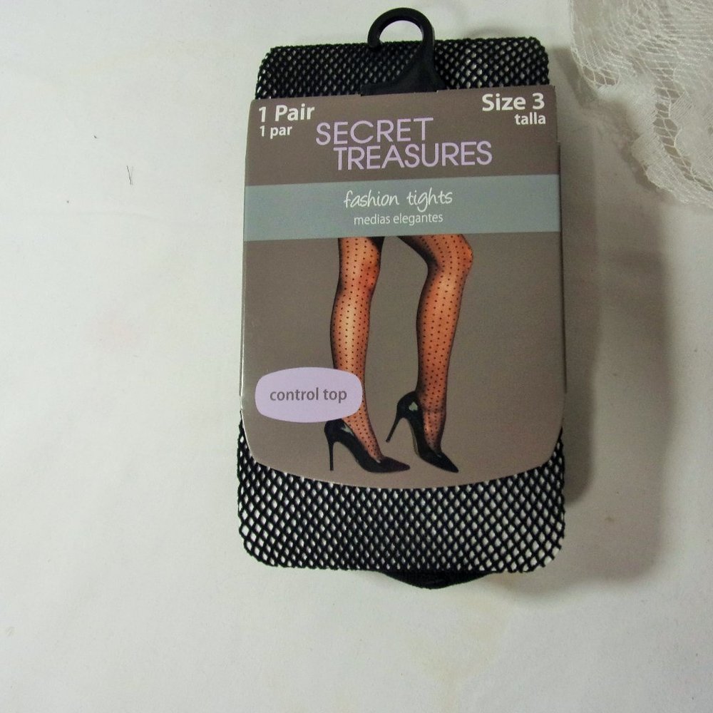 Black Fishnet Tights Stockings NWT Size 3